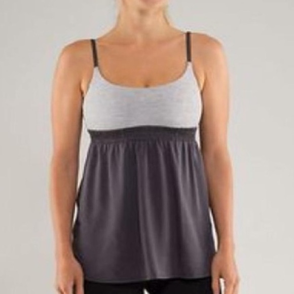 Lululemon Bliss Coal Gray Striped Flowy Tank Top